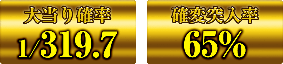 大当たり確立1/319.7 確変突入率65%