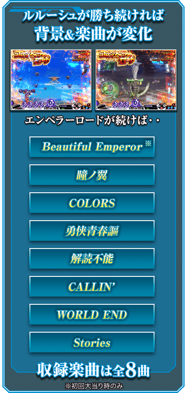ルルーシュが勝ち続ければ背景＆楽曲が変化